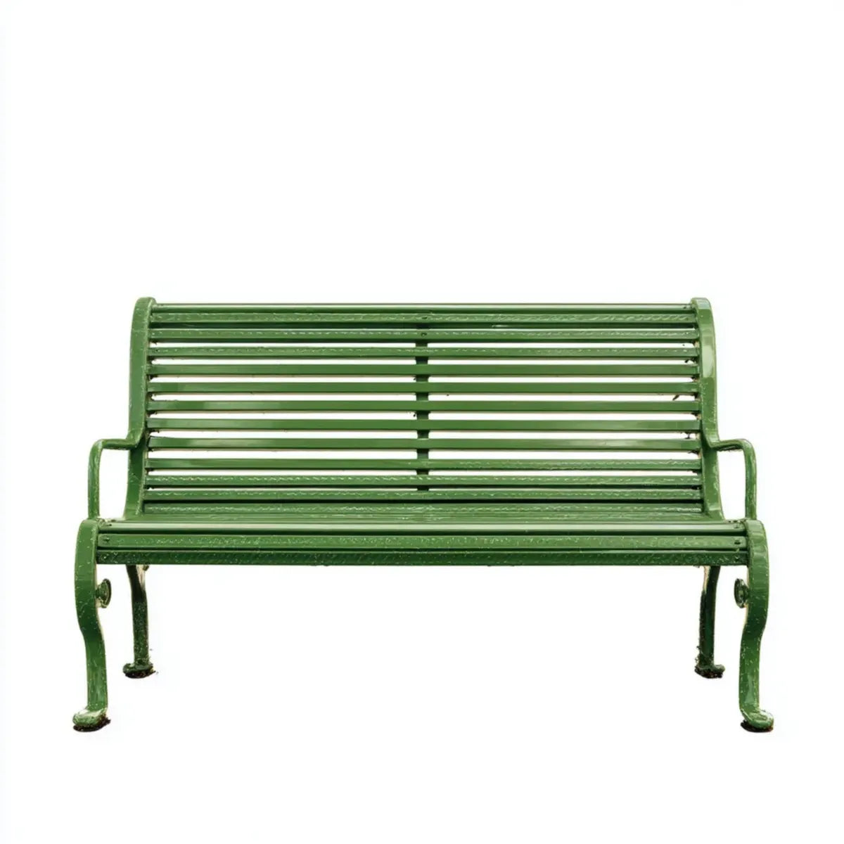 Ławka ogrodowa, Zielona ławka ogrodowa 125 x 60 x 80 cm, odlewana z żeliwa i stali prostokątnej