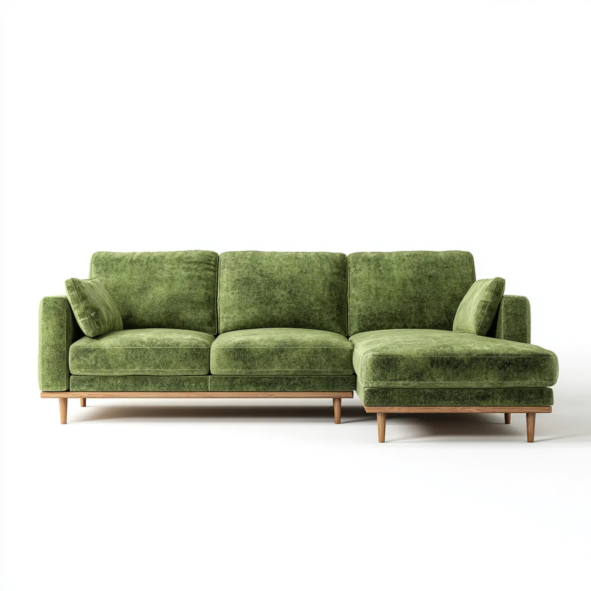 Sofa, Kanapa narożna z krzesełkiem zielonym 3 fotele 250 x 160 x 85 cm poliestrowy aksamit