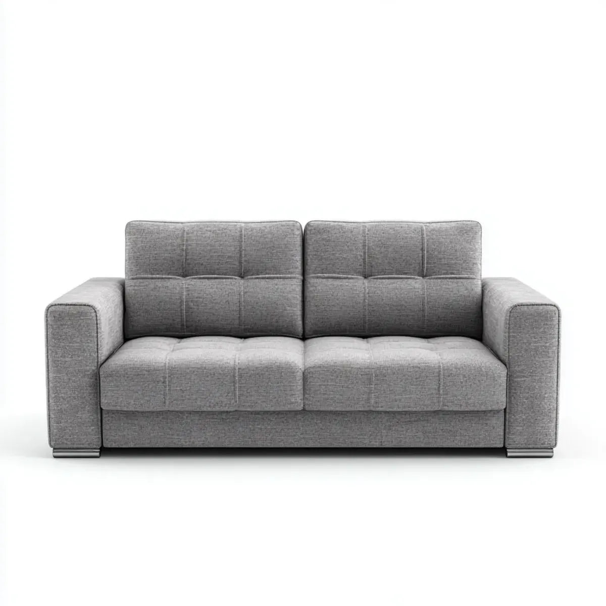 Sofa, 2-fotela szara 190 x 90 x 85 cm poliester prostokątna