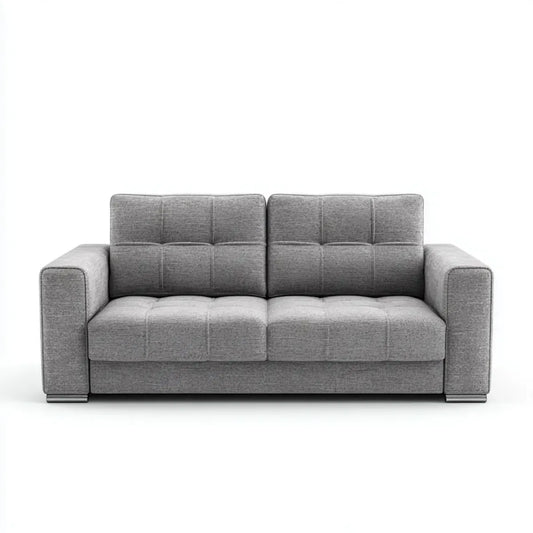 Sofa, 2-fotela szara 190 x 90 x 85 cm poliester prostokątna