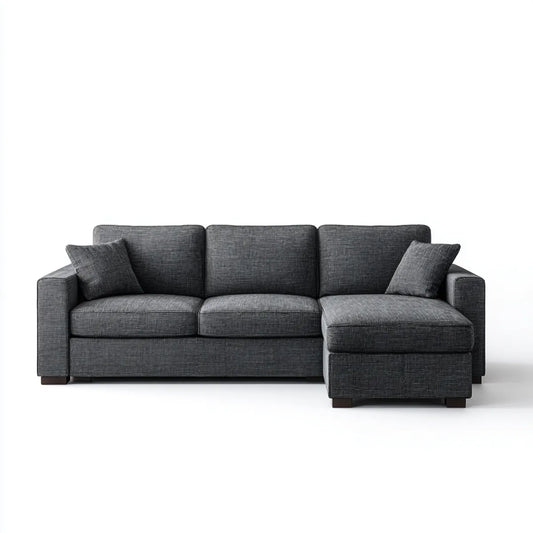Sofa, Kanapa narożna z antracytem zwrotnikowym 250 x 160 x 85 cm poliester L-forma