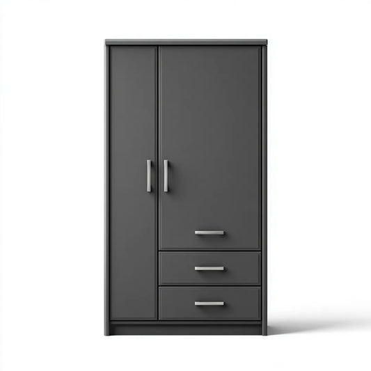 Szafa antracyt 80 x 50 x 180 cm z płyty wiórowej pokrytej melaminą z 2 drzwiami i 3 szufladami prostokątnymi