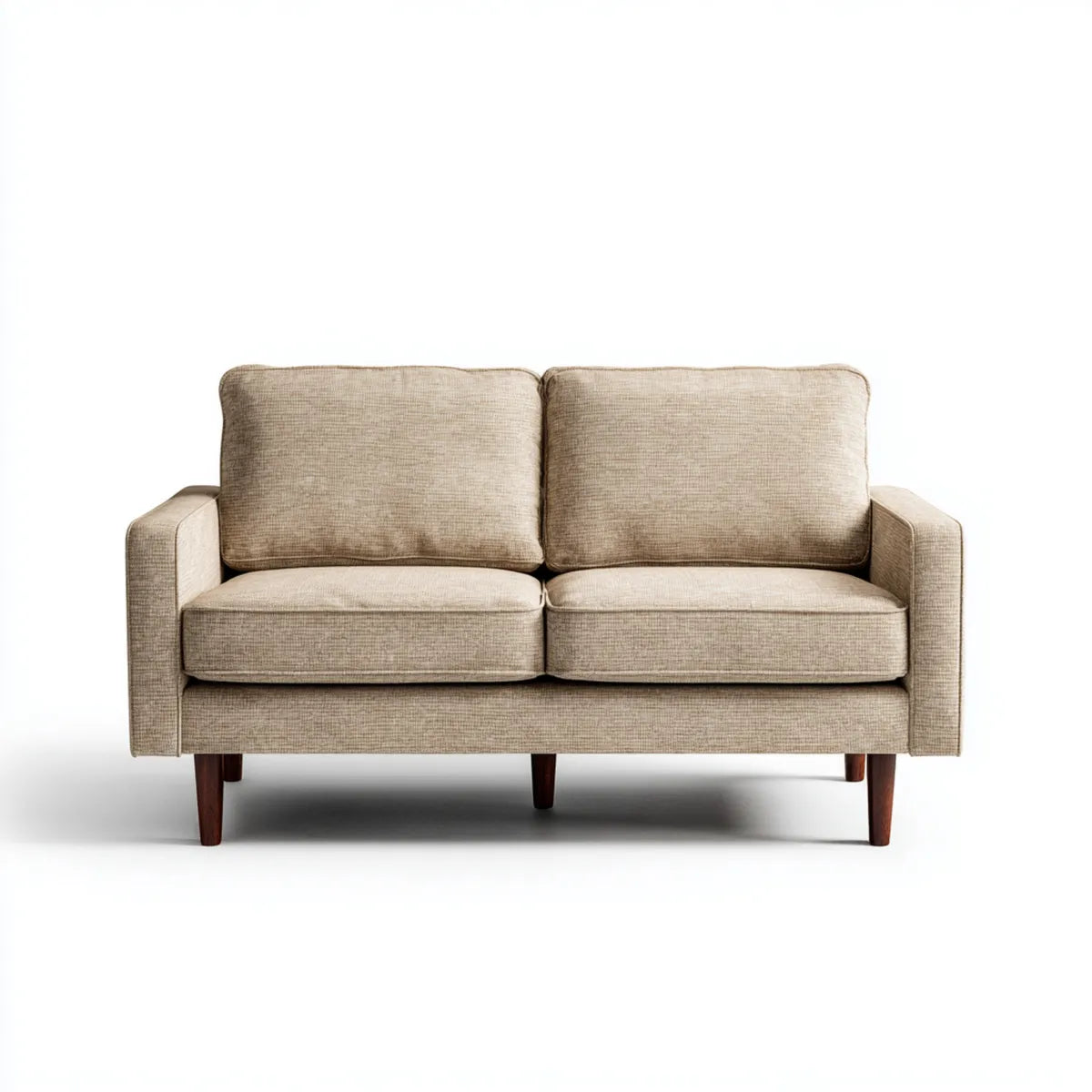 Sofa 2 beżowe fotele 160 x 85 x 82 cm z poliestrową powłoką i litymi nogami z drewna
