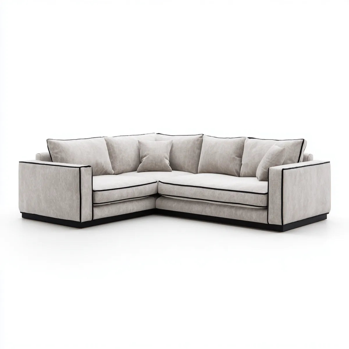 Sofa, Kanapa narożna 5 beżowych poliestrowych foteli 280 x 220 x 85 cm