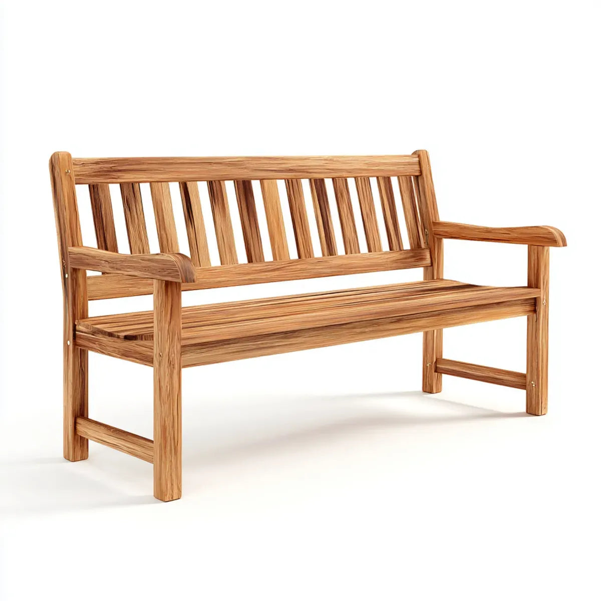 Ławka ogrodowa 2 jasnobrązowe siedzenia 120 x 65 x 90 cm w litym drewnie z drewna tekowego prostokątne