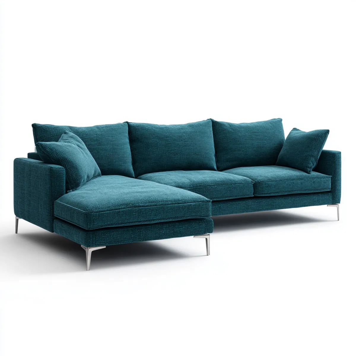 Sofa, Kanapa narożna z krzesełkiem z lewej oktanowej 280 x 160 x 85 cm w poliestrze 3 miejsca