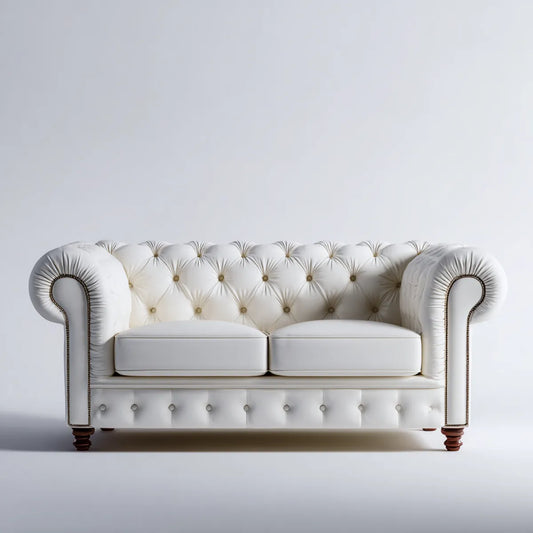 Sofa, Chesterfield sofa 2 białe siedzenia 180 x 90 x 78 cm ze skóry syntetycznej PU prostokątna kształt