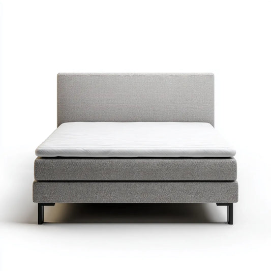 Łóżko dwuosobowe, Box Spring łóżko podwójne szary 180 x 200 cm poliester prostokątny z materac
