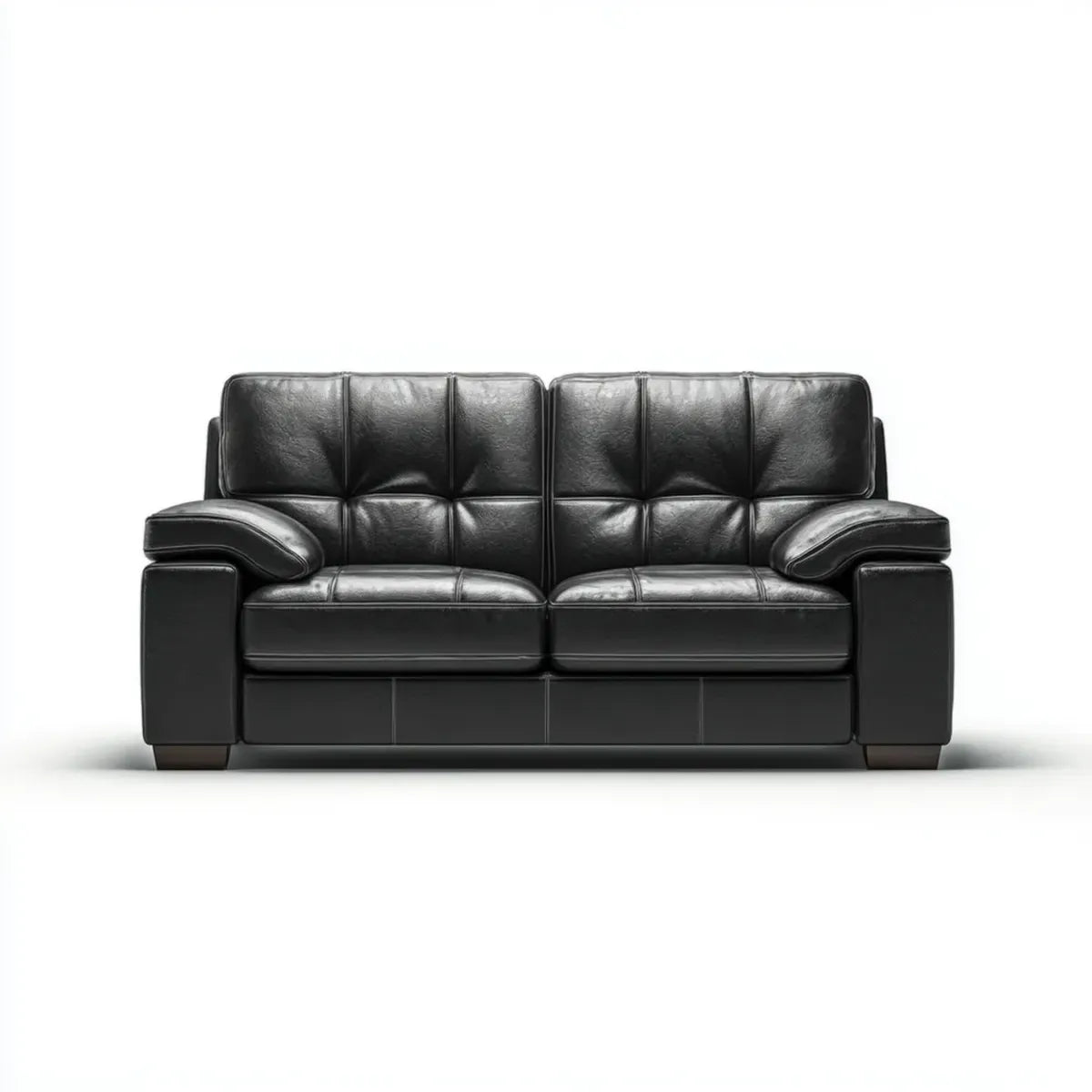 Sofa 2 czarne siedzenia ze skóry syntetycznej prostokątnej PU 170 x 90 x 88 cm