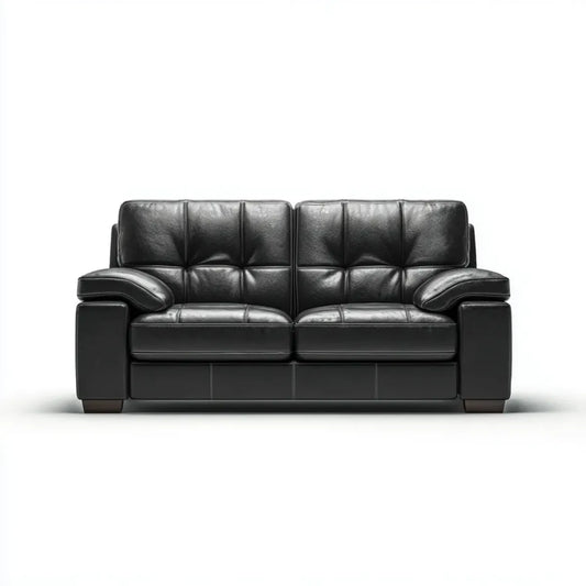 Sofa 2 czarne siedzenia ze skóry syntetycznej prostokątnej PU 170 x 90 x 88 cm