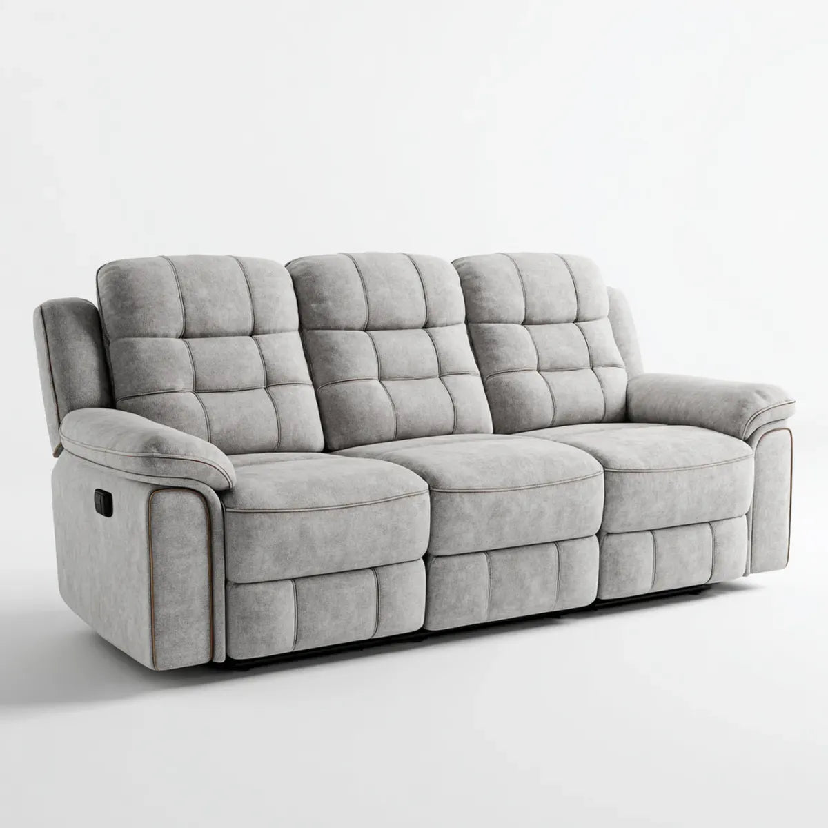 Sofa, rozkładana sofa 3 miejsca szary 210 x 95 x 102 cm w mikrofibrze prostokątnego poliestru