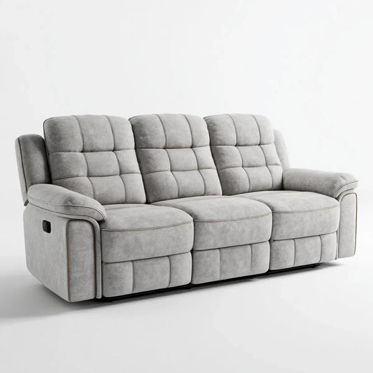 Sofa, rozkładana sofa 3 miejsca szary 210 x 95 x 102 cm w mikrofibrze prostokątnego poliestru