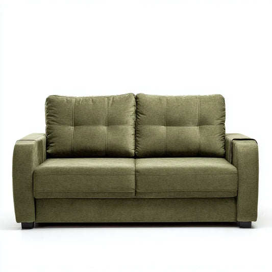 Sofa 2 oliwkowe zielone miejsca 160 x 85 x 88 cm w prostokątnym poliestrze