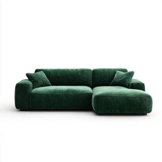 Sofa, Kanapa narożna z krzesełkiem zielonym 260 x 165 x 84 cm aksamitu z poliestrem L