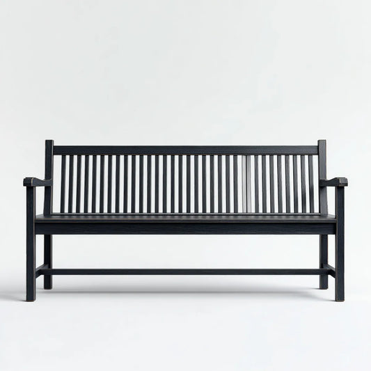 Ławka ogrodowa 3 czarne siedzenia 150 x 60 x 90 cm w prostokątnym litym drewnie