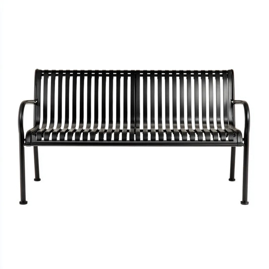 Ławka ogrodowa 2 czarne miejsca w stali malowane prostokątna proszek 120 x 65 x 85 cm