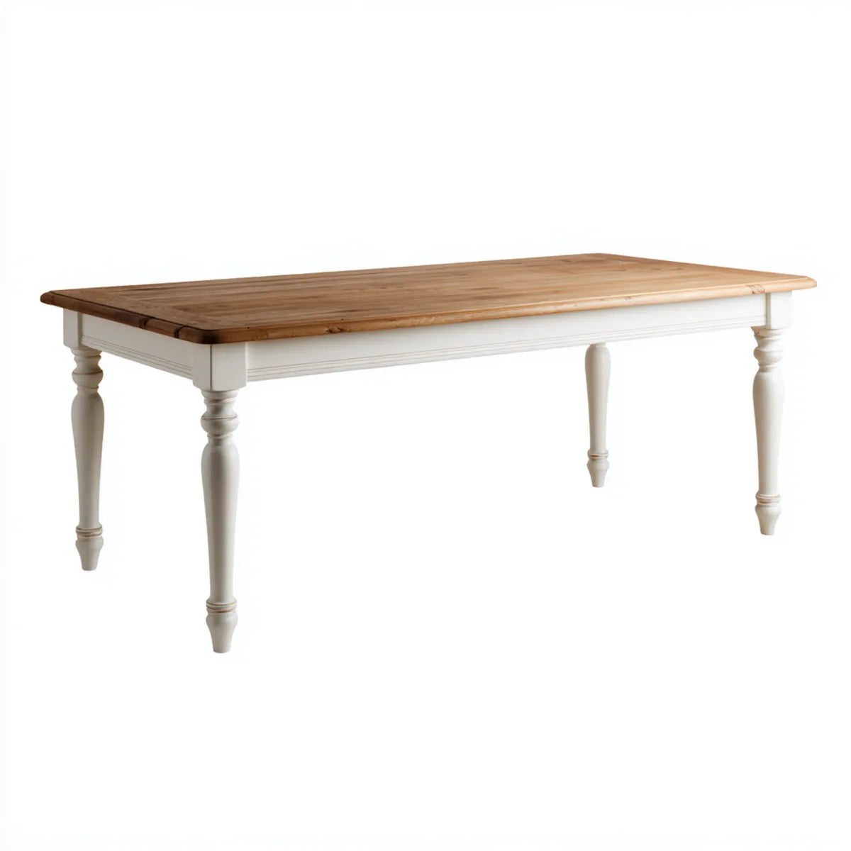 Stół do jadalni, Prostokątny stół jadalny biały i naturalny 180 x 90 x 76 cm w litym drewnie