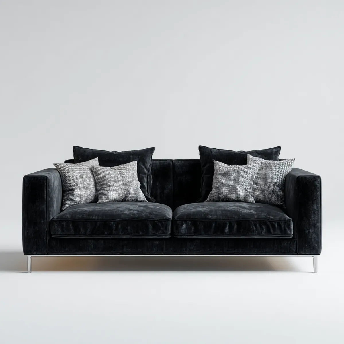 sofa 2-osobowa czarna 220 x 95 x 85 cm poliester włącznie prostokątna
