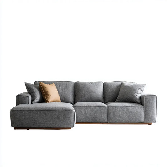 Sofa, Lewy kąt sofa 3 miejsca szary 260 x 160 x 85 cm w poliestrowym kształcie L
