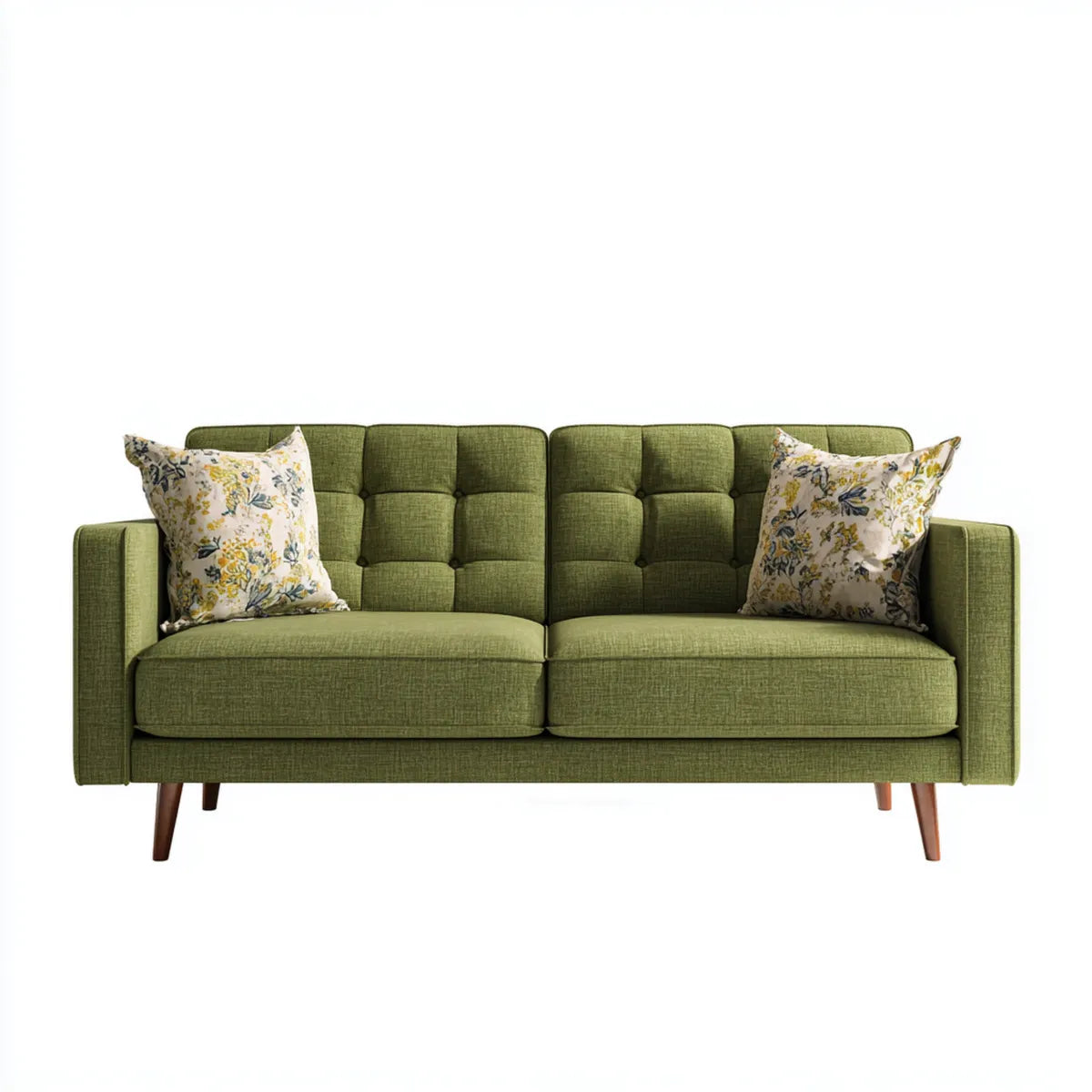 Sofa 2 siedzenia zielony poliester z pilotowanym tyłu 180 x 85 x 86 cm prostokątna