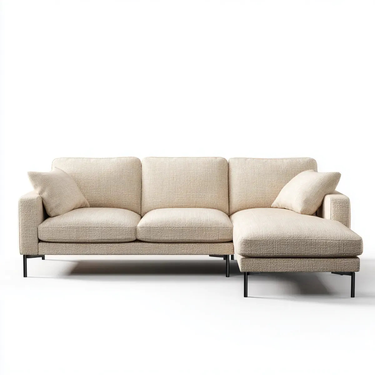 Sofa, Kanapa narożna 3 beżowe poliestrowe siedzenia 270 x 160 x 85 cm