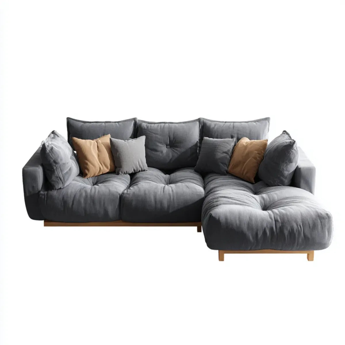 Sofa, Kanapa narożna z ciemnoszarym prawym półwyspem 280 x 160 x 85 cm poliestru w kształcie litery L