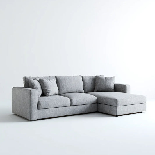 Sofa narożna z krzesełkiem z prawej szarej warstwy 260 x 160 x 85 cm poliestrowej powłoki L kształt