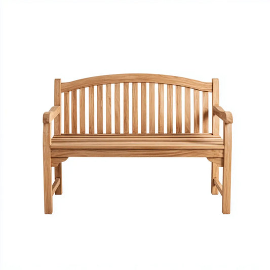 Ławka ogrodowa 2 naturalne miejsca w litym drewnie z drewna tekowego 120 x 65 x 92 cm z podłokietnikami