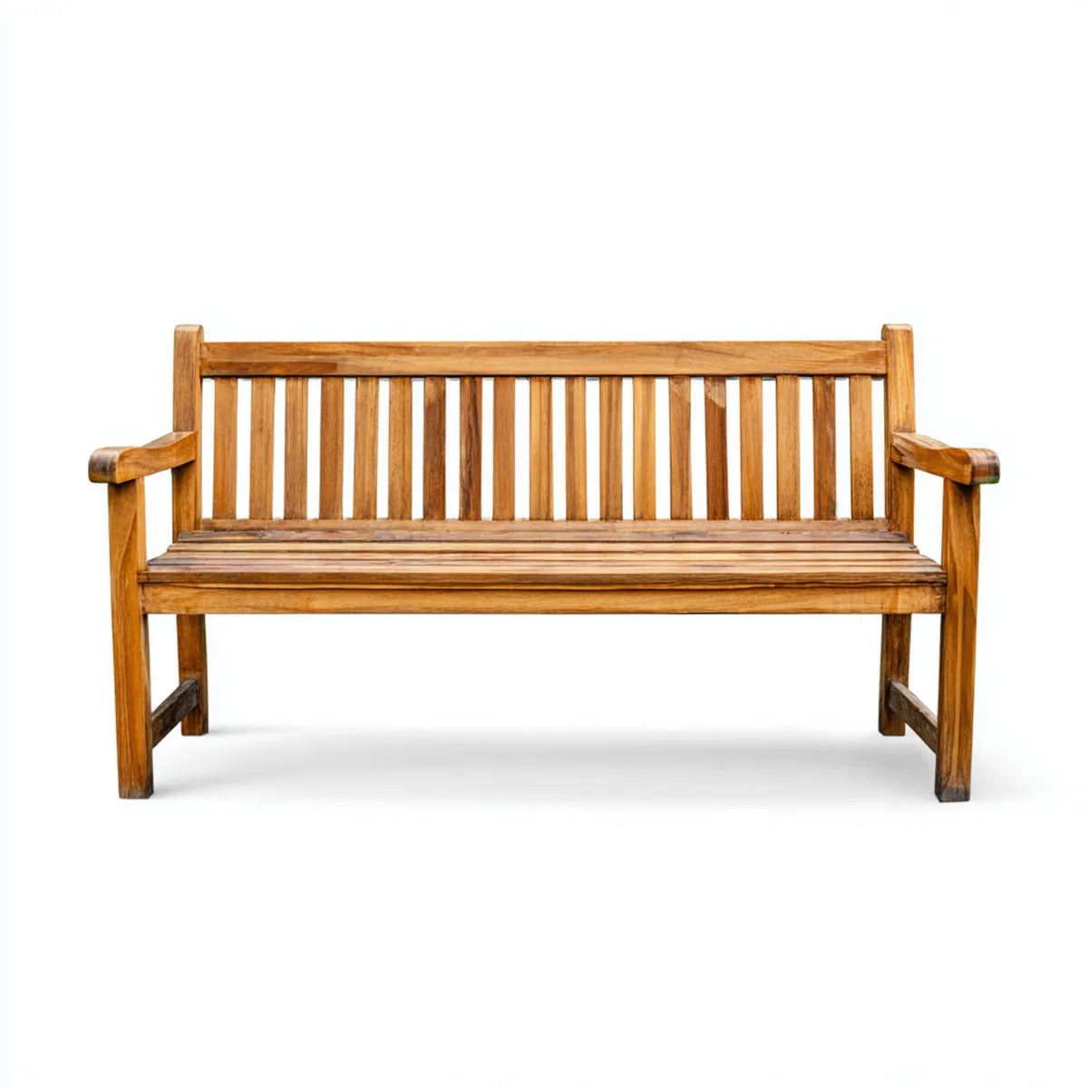 Ławka ogrodowa 3 brązowe miejsca w litym drewnie z drewna tekowego prostokątne 150 x 62 x 92 cm