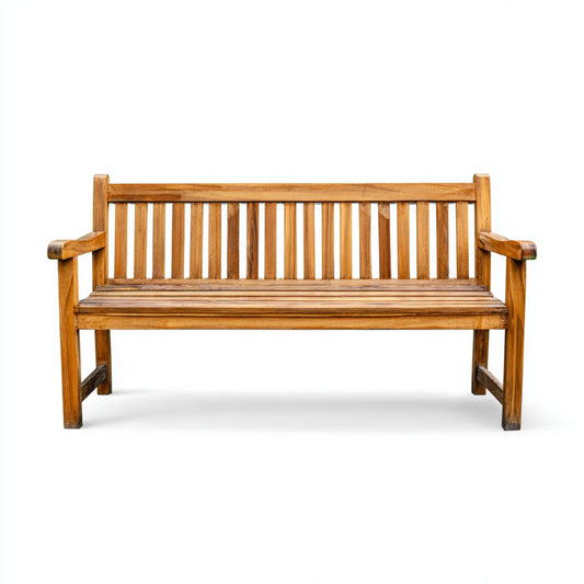 Ławka ogrodowa 3 brązowe miejsca w litym drewnie z drewna tekowego prostokątne 150 x 62 x 92 cm