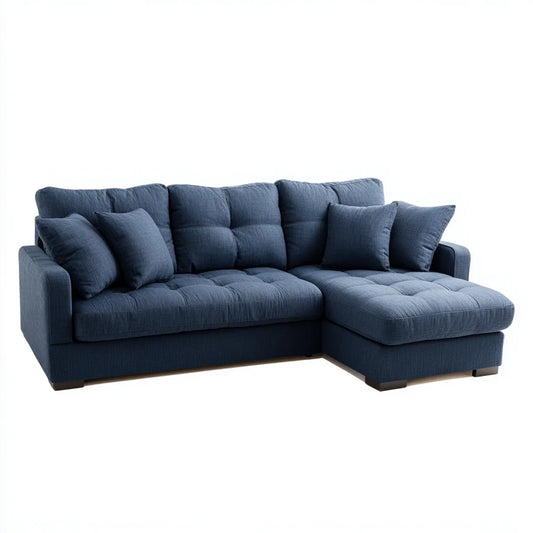 Sofa, Kanapa narożna 3 fotele z krzesełkiem z prawej poliestru 270 x 165 x 90 cm